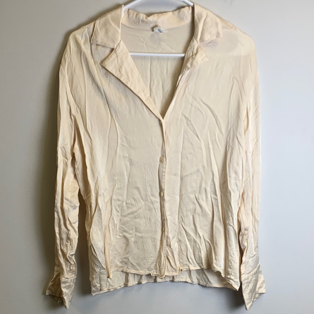 MNG Women's Cream Button-Up Blouse